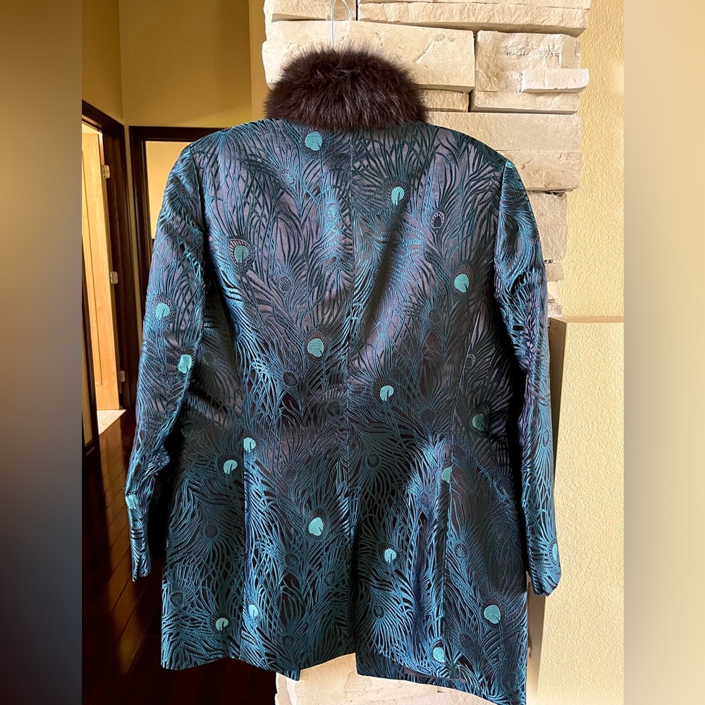 Dana Buchman black/teal peacock coat - Picture 5 of 5